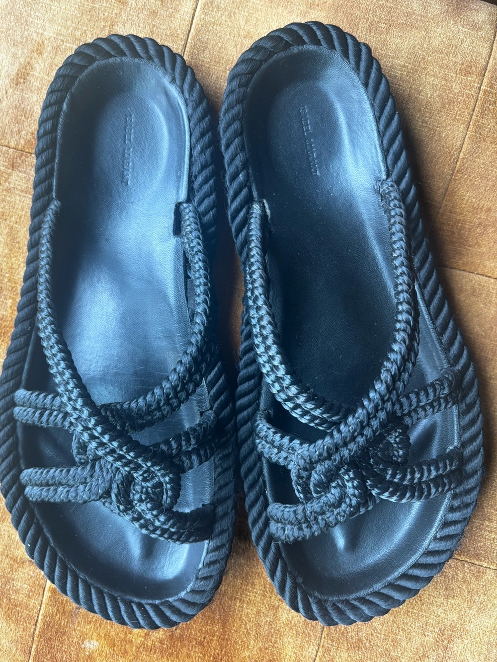 Isabel Marant Black Rope Sandal Slides